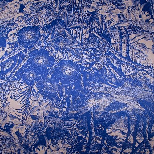 Шелк натуральный Dior 064-19249 голубой принтованный