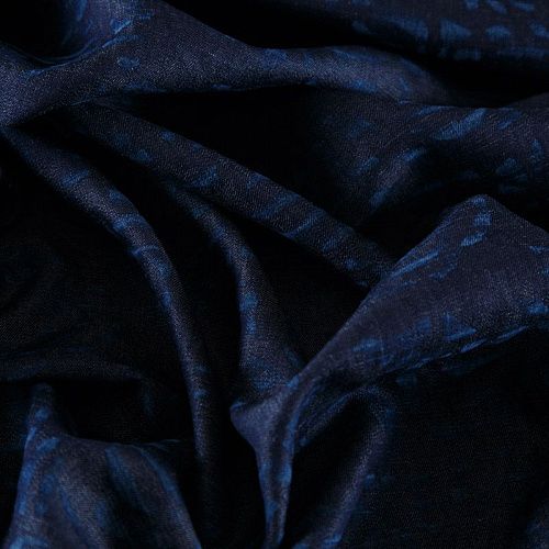 Лен натуральный 035-12097 синий джинс принтованный