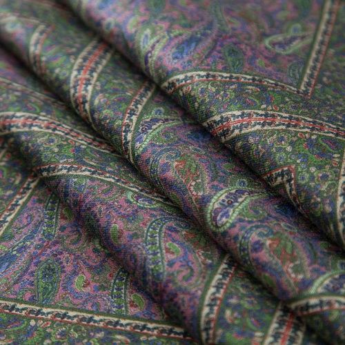 Шерсть-шелк плательная Etro 066-19195 зеленый принтованный