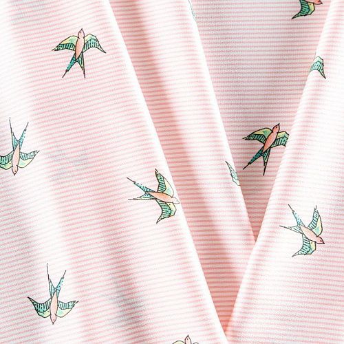 Шелк синтетический 065-08204 розовый принтованный