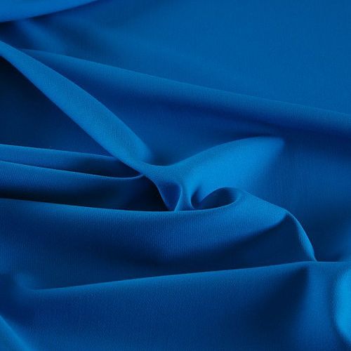 Креп стрейч 026-17240 насыщенный голубой однотонный
