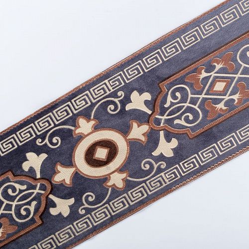 Бордюр велюровый 15,5 см 0000-357-104-024 пыльно-синий с меандром