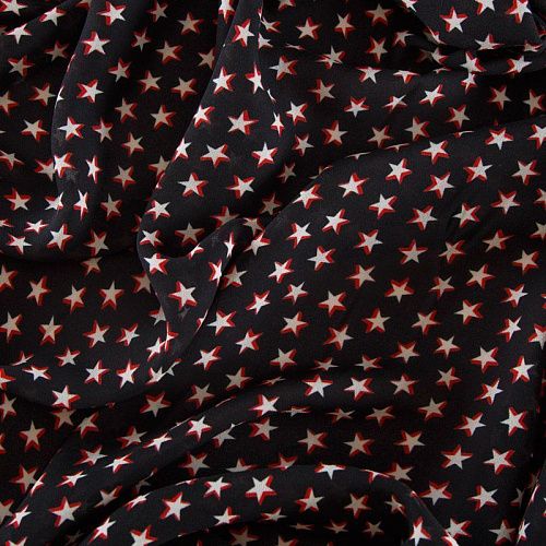 Креп-шифон 027-16217 черный принтованный