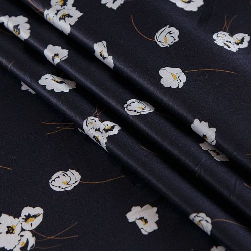 Сатин 063-15078 черный принтованный