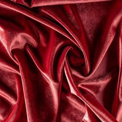 Ткань портьерная бархат 09-02-00339 медно-красный однотонный