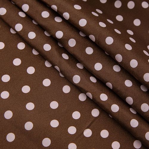 Шелк натуральный стрейч 064-20054 молочный шоколад принтованный