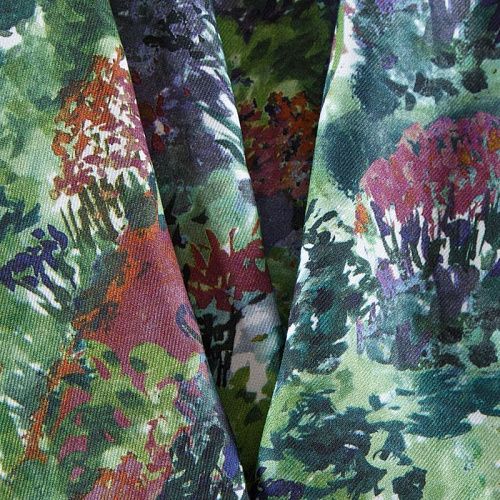 Твил-штапель 069-12372 зеленый принтованный