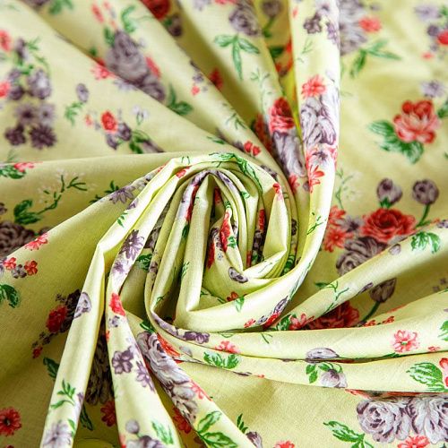 Хлопок 063-02052 лаймовый крем принтованный