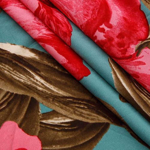 Вискоза "Лоренцо" стрейч 036-13799 темно-бирюзовый принтованный