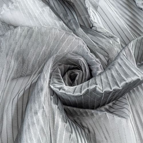 Тюль сетка-гофре Т272-01-11 серебристо-серый однотонный