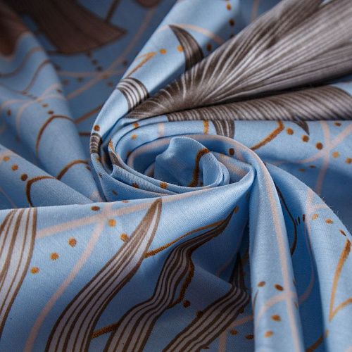 Сатин ш.220 см 007-13905 голубой принтованный