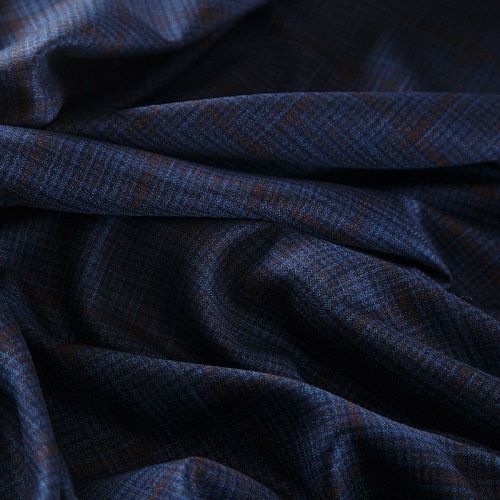 Ткань костюмно-плательная 025-17302 темно-синий клетка