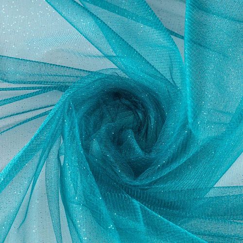Фатин с напылением К33-956 бирюзовый однотонный