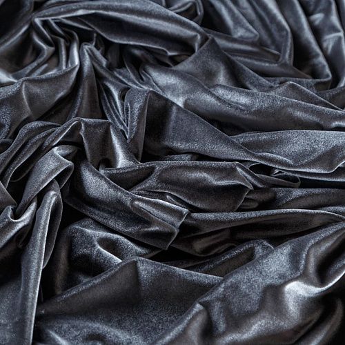 Бархат стрейч 002-09167 серебристо-серый однотонный