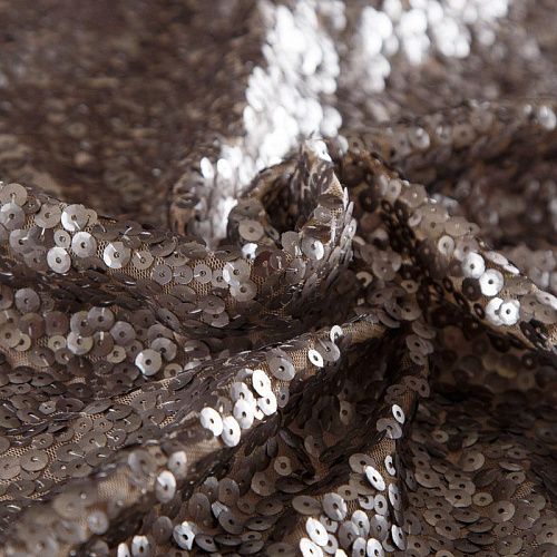 Пайетки на сетке 055-16505 серо-бежевый