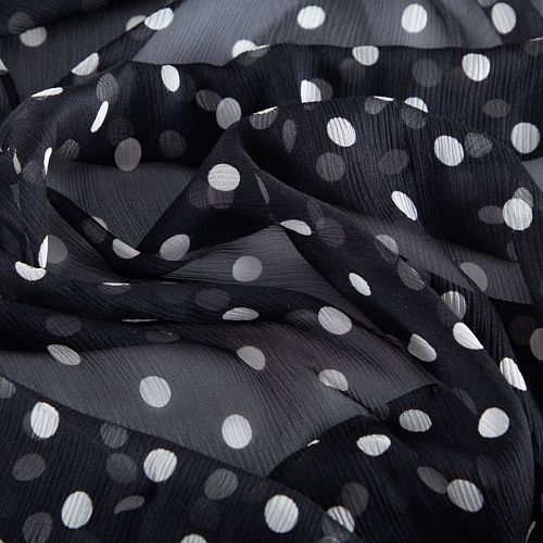 Шифон-жатка шелковый 068-20365 черный принтованный