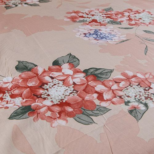 Сатин-твил ш.220 см 007-13909 персиковый принтованный