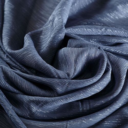 Шифон-жатка с люрексом 068-07215 серо-синий однотонный