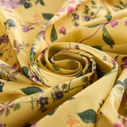 Коттон стрейч 063-12188 желтый принтованный