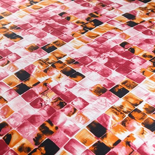 Креп-шифон К1-235 молочно-розовый принтованный