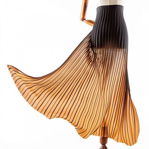 Гофре из крепа купон 60/180х110 см 043-02485 черно-карамельный градиент