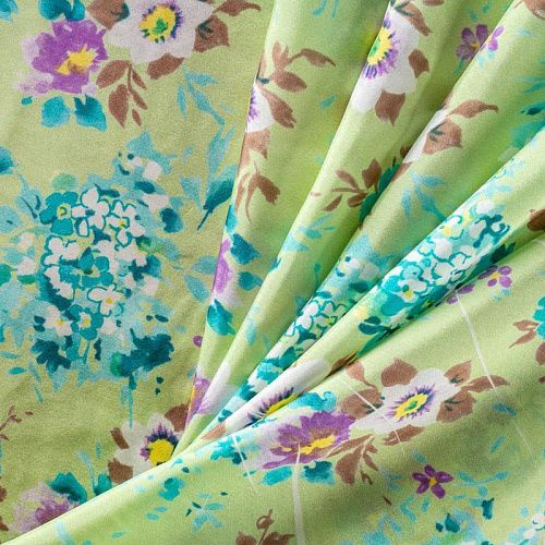 Шелк натуральный К2-198 снежная мята принтованный