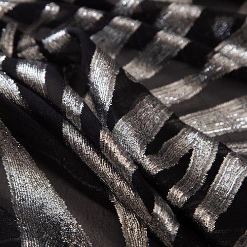 Шифон деворе шелковый 068-19623 черный/серебро