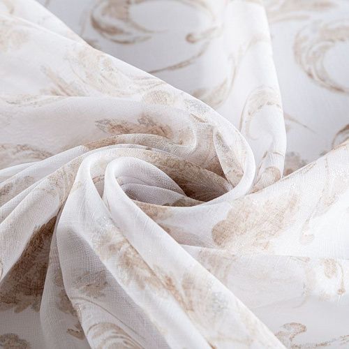 Тюль 529-01-79 белый принтованный