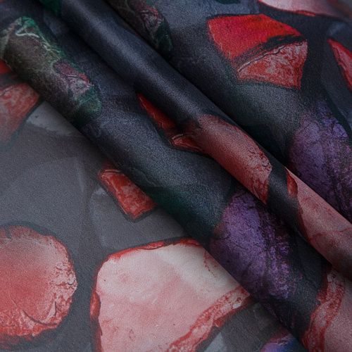 Шифон 068-17409 черный принтованный