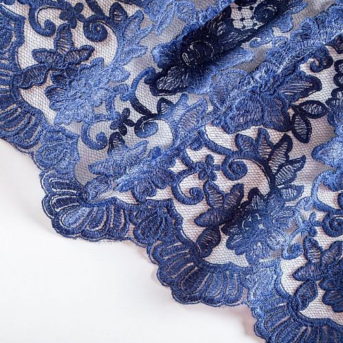 Гипюр на сетке К19-707 синий