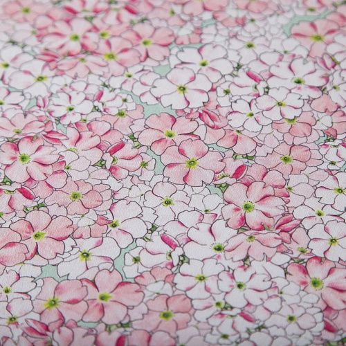 Креп-шифон шелковый 027-19849 нежно-розовый принтованный