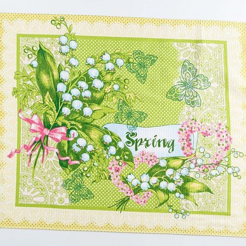 Полотно вафельное К11-117 белый принтованный