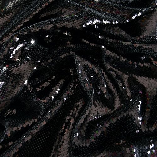 Пайетки на сетке 055-12106 черный однотонный