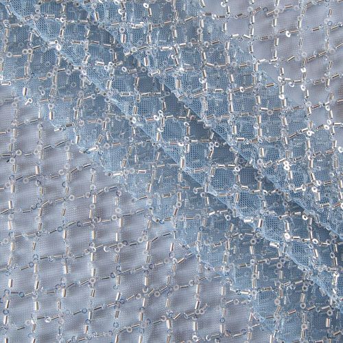 Сетка со стеклярусом 050-13581 серо-голубой