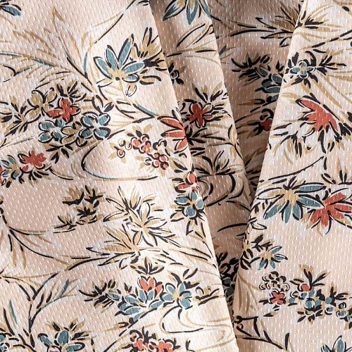 Креп К36-105 сливочный принтованный