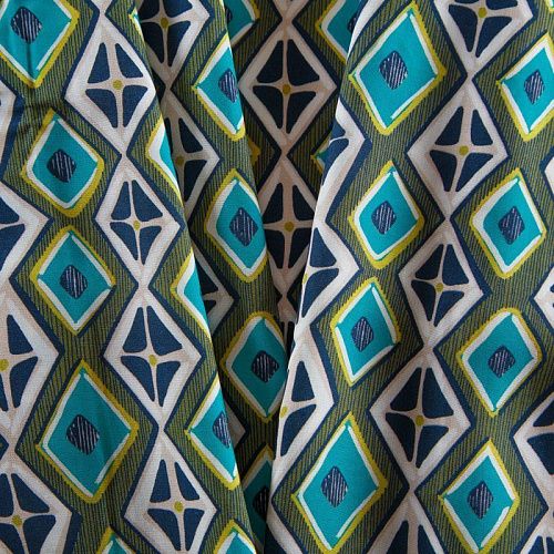 Штапель 069-16621 зеленый принтованный