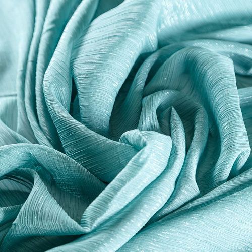 Шифон-жатка с люрексом 068-07212 пыльно-бирюзовый однотонный