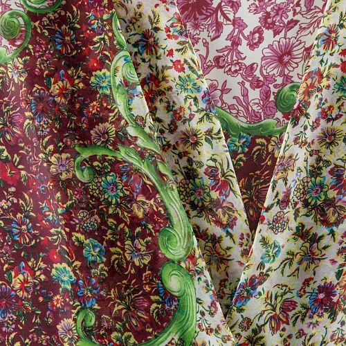 Шифон 068-08399 винный принтованный