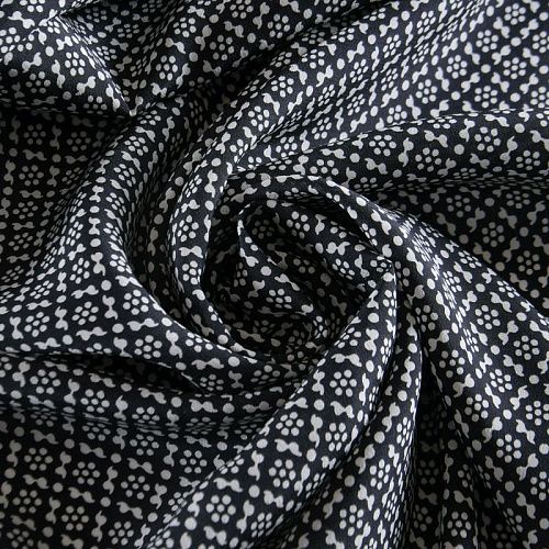 Крепдешин натуральный 028-12194 черный принтованный