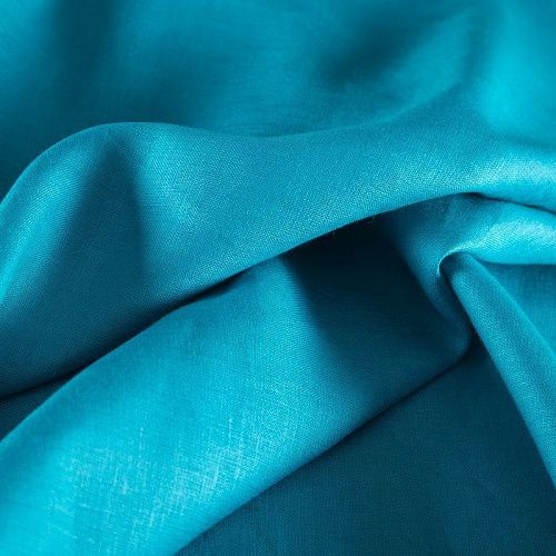 Лен натуральный премиум 035-20363 бирюзовый однотонный