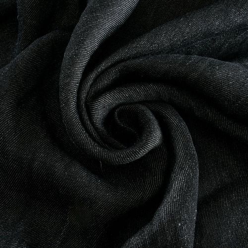 Лен натуральный 035-12032 черный джинс однотонный