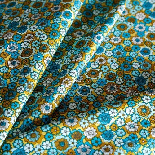 Хлопок 063-02032 желто-голубой принтованный