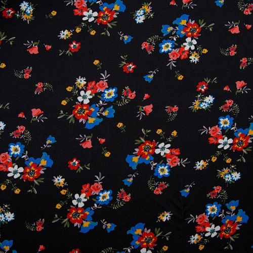 Трикотаж 056-12501 черный принтованный