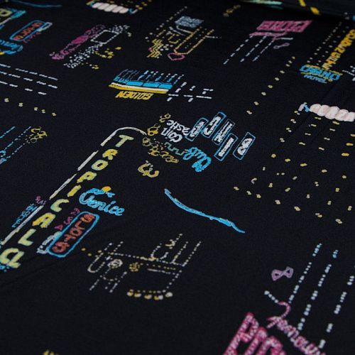 Трикотаж 056-12476 черный принтованный