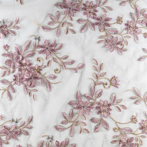 Вышивка на сетке К32-334 бежевый принтованный