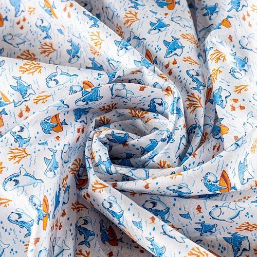 Ситец 007-00702 белый принтованный