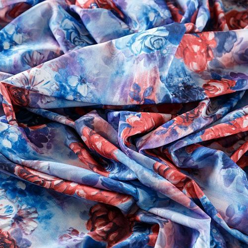 Вискоза "Лоренцо" 036-08225 голубой принтованный