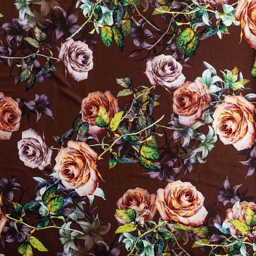 Креп 026-03080 шоколадный принтованный