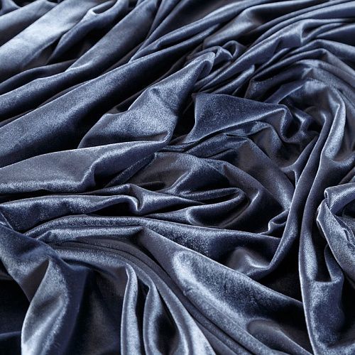 Бархат стрейч 002-09166 серо-стальной однотонный
