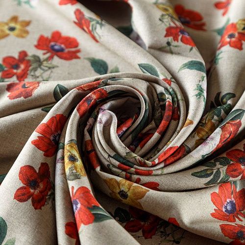 Вискоза 009-08612 песочный принтованный